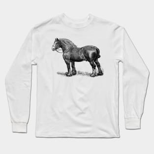 Draft Horse - Black and White Illustration Long Sleeve T-Shirt